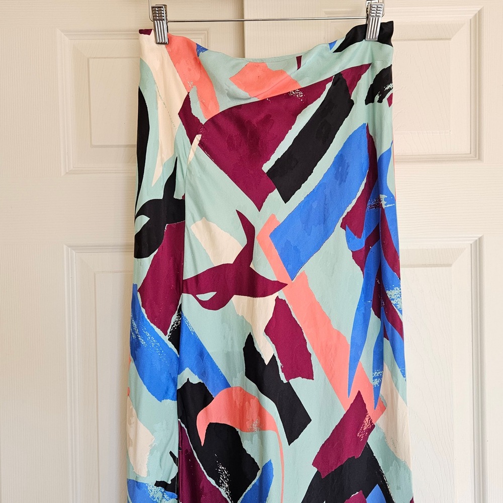 TANYA‎ TAYLOR Kiarah Silk Midi Skirt Size US 6 Bright Colorful - Picture 4 of 10